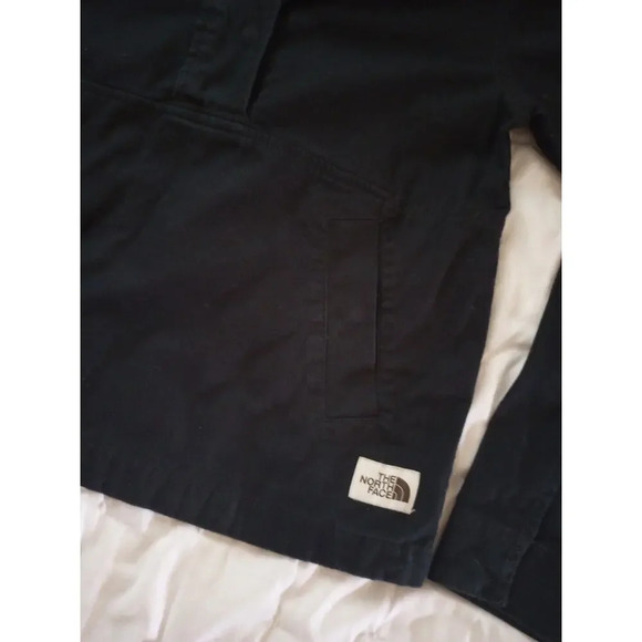 THE NORTH FACE Denim Jacket Women's Size XS Black Hooded Pullover Hoodie - Picture 6 of 13